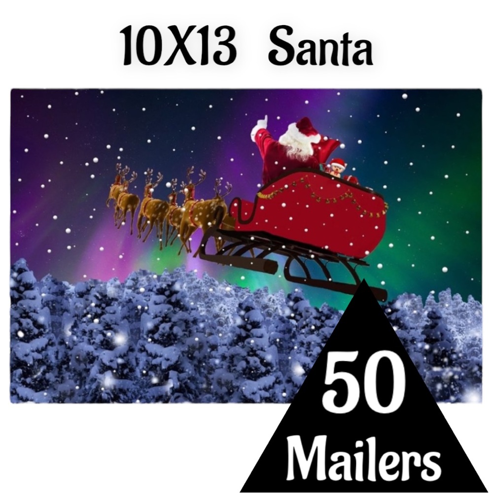 50 10X13  Poly Mailers Santa Aurora Borealis Christmas Envelopes PRICE IS FIRM - Picture 3 of 5